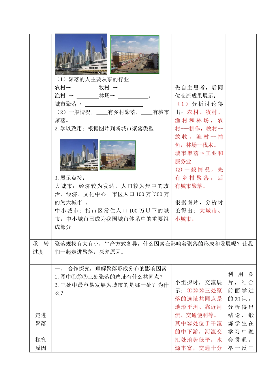 七年级地理上册《第5章 第3节 聚落-人类的居住地》教案 （新版）商务星球版-（新版）商务星球版初中七年级上册地理教案_第3页