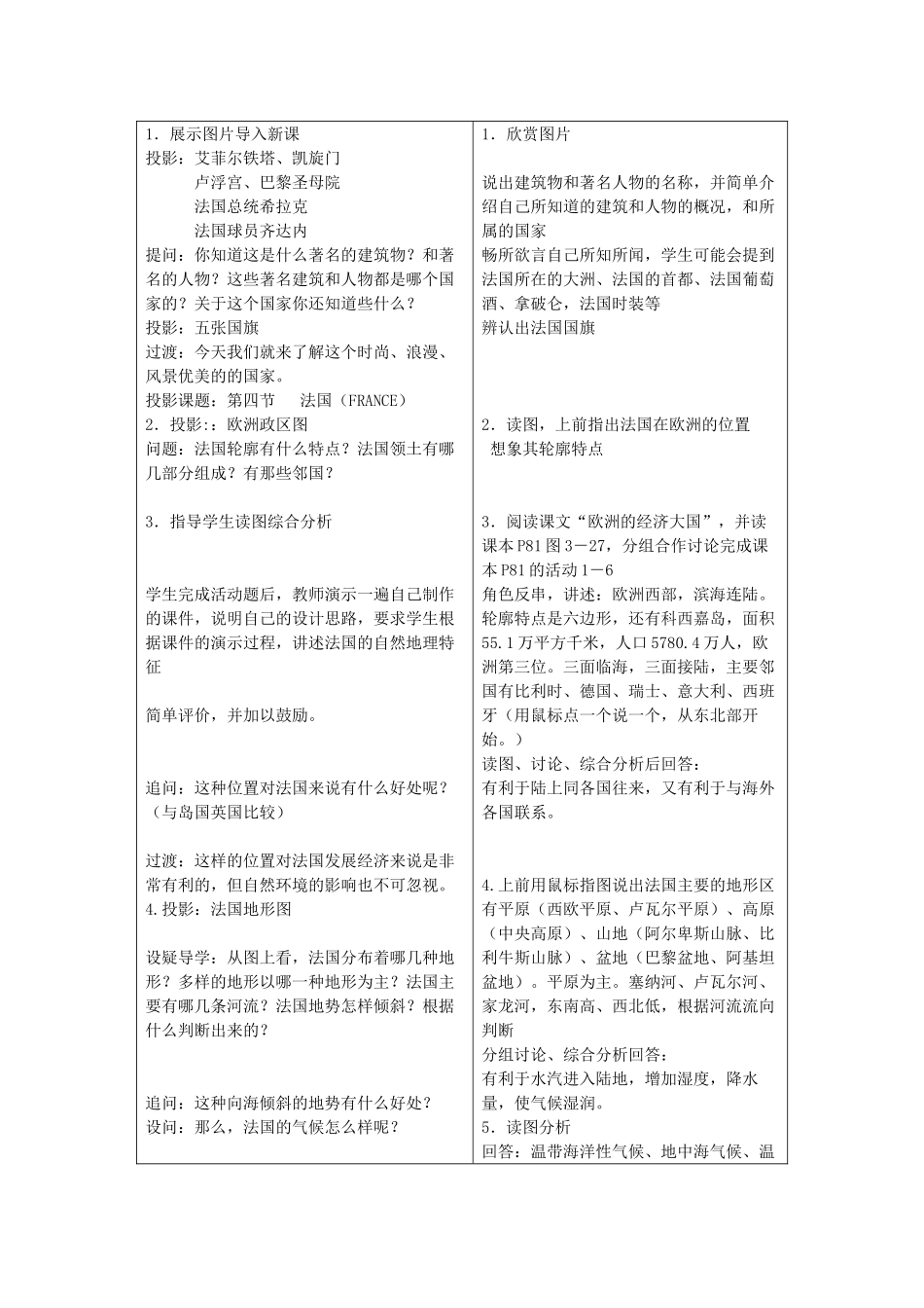 七年级地理下册 第八章 认识国家 第四节 法国教案1 （新版）湘教版_第3页