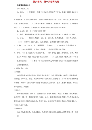 九年级世界历史上第六单元　第一次世界大战教案岳麓版