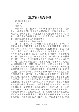 重点项目领导讲话发言