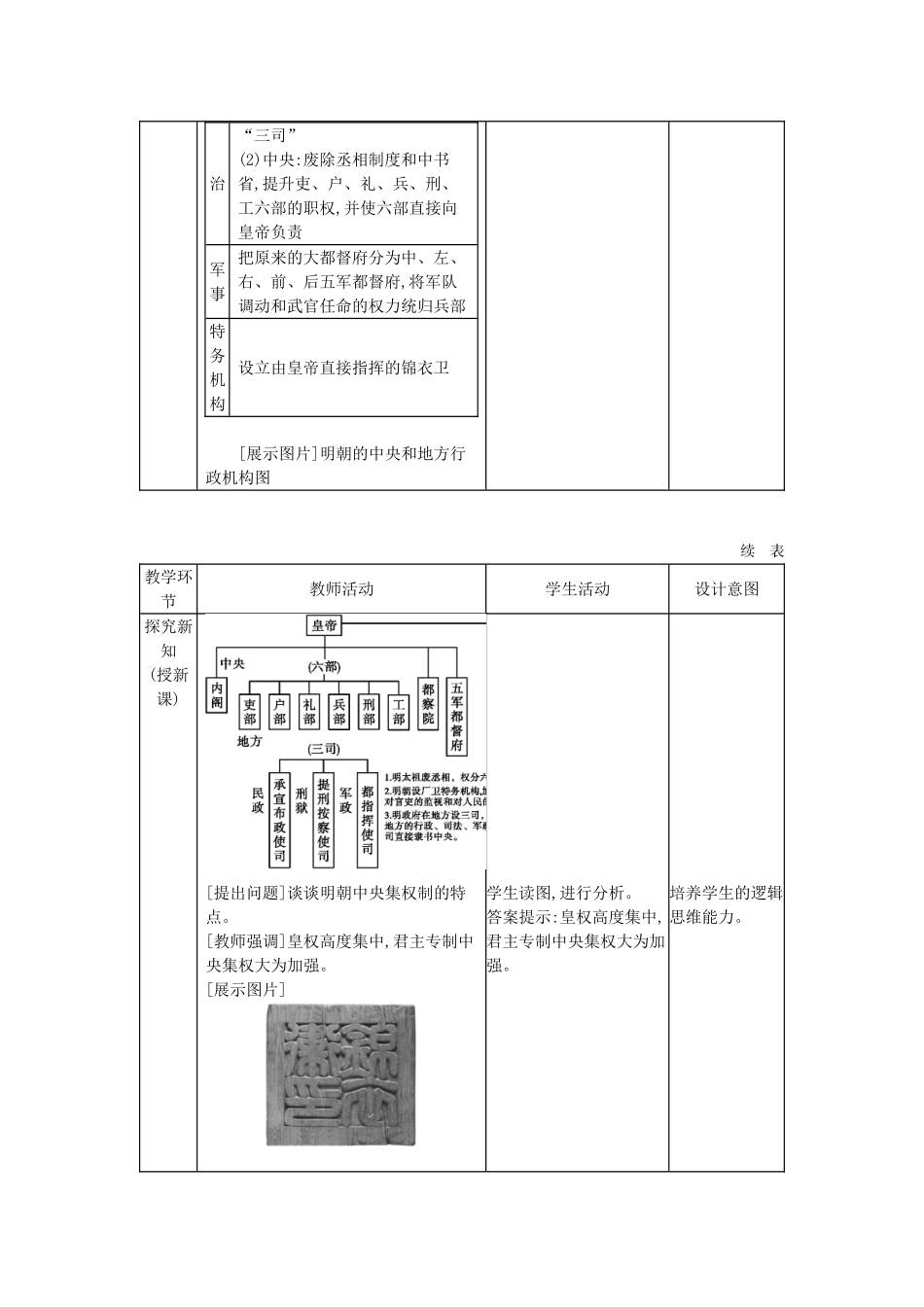 七年级历史下册 第三单元 明清时期统一多民族国家的巩固与发展 第14课 明朝的统治教学设计2 新人教版-新人教版初中七年级下册历史教案_第3页