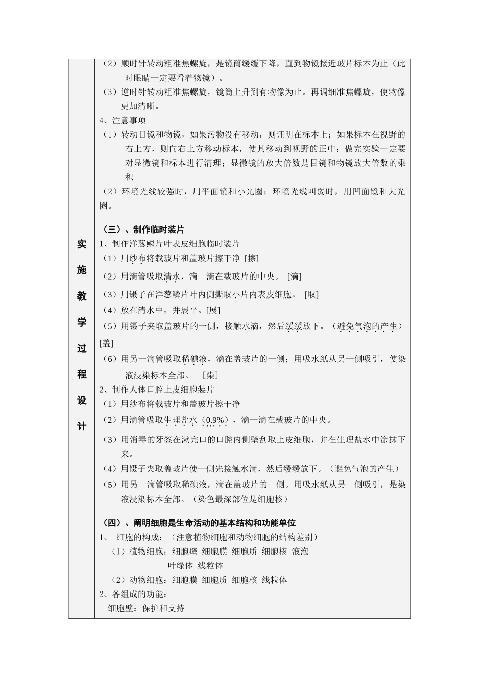 七年级生物专题一 细胞是生命活动的基本单位教案苏教版_第2页