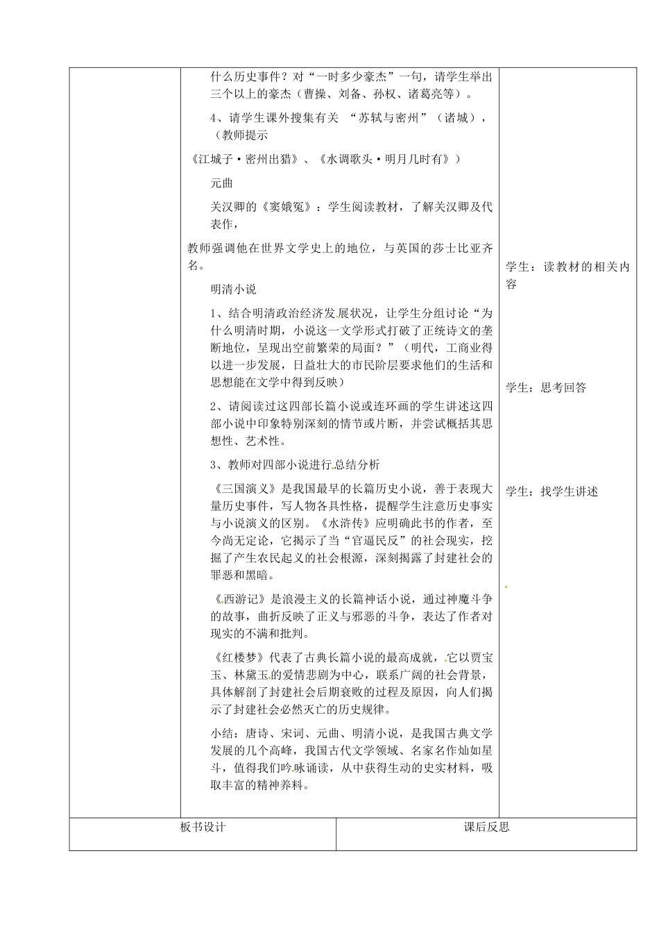 七年级历史下册 19 文学艺术（上）教案 华东师大版-华东师大版初中七年级下册历史教案_第3页
