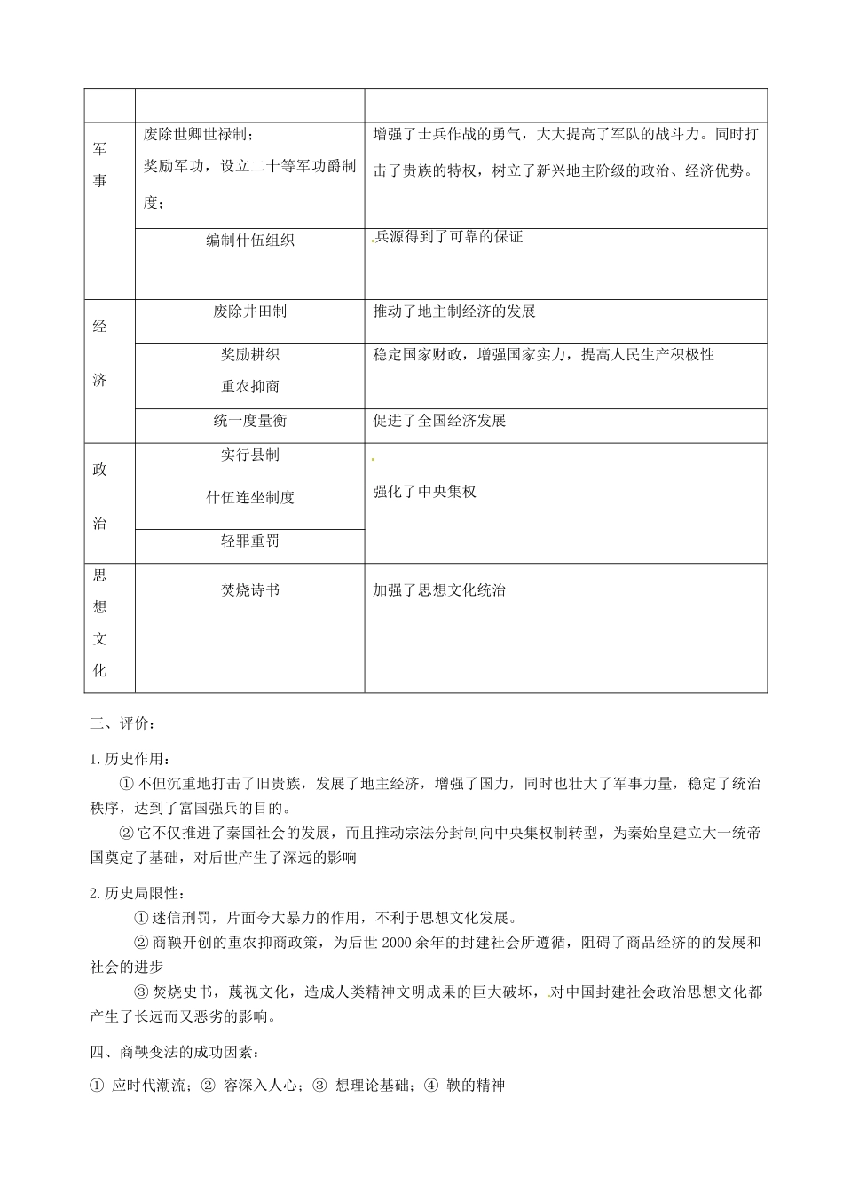 七年级历史上册 第7课 商鞅变法和秦统一六国教案 中华书局版_第2页