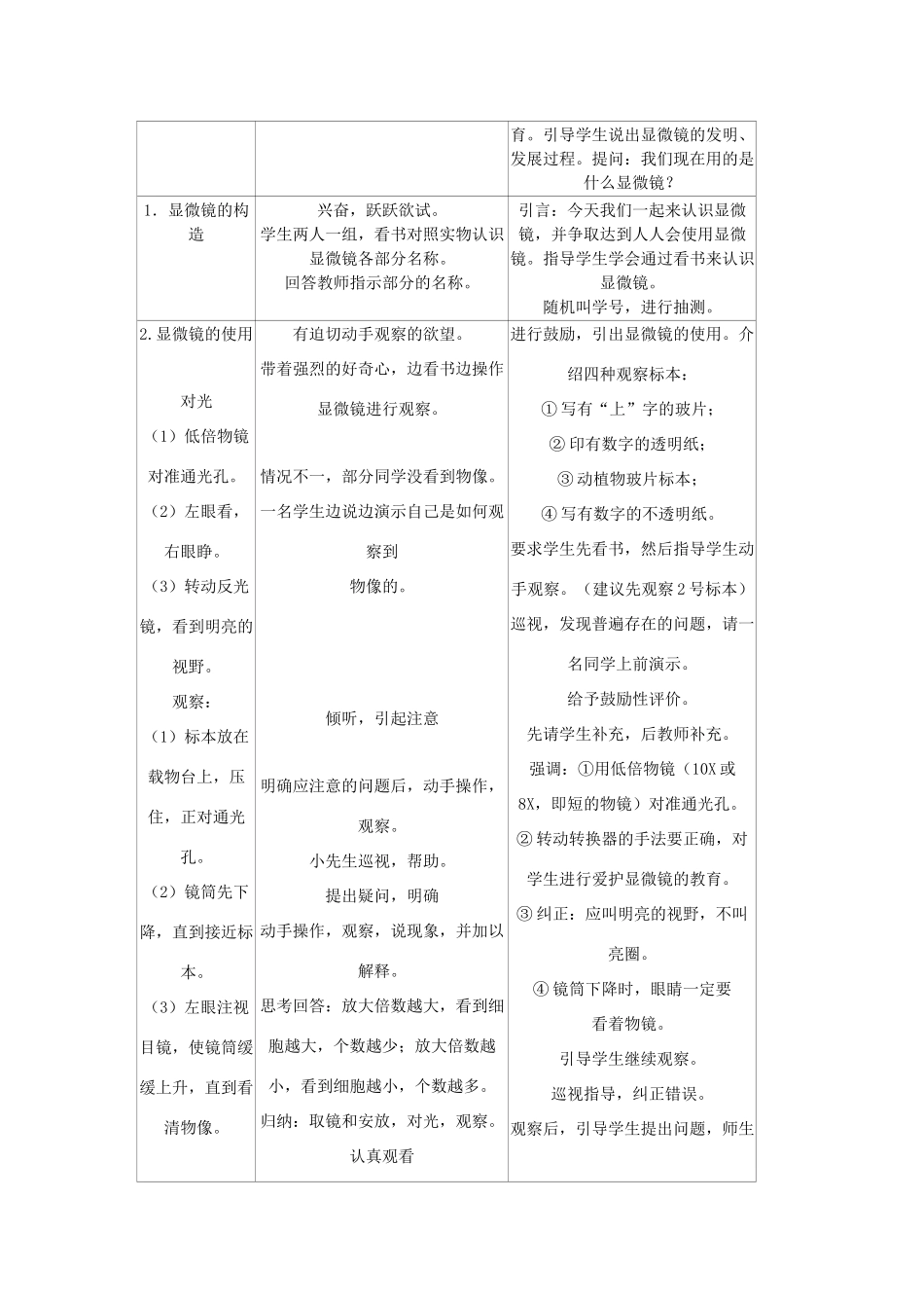 七年级生物2.1.1　练习使用显微镜 1教案人教版_第2页