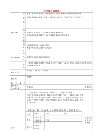 七年级历史下册 第8课 经济重心的南移教案 华东师大版-华东师大版初中七年级下册历史教案