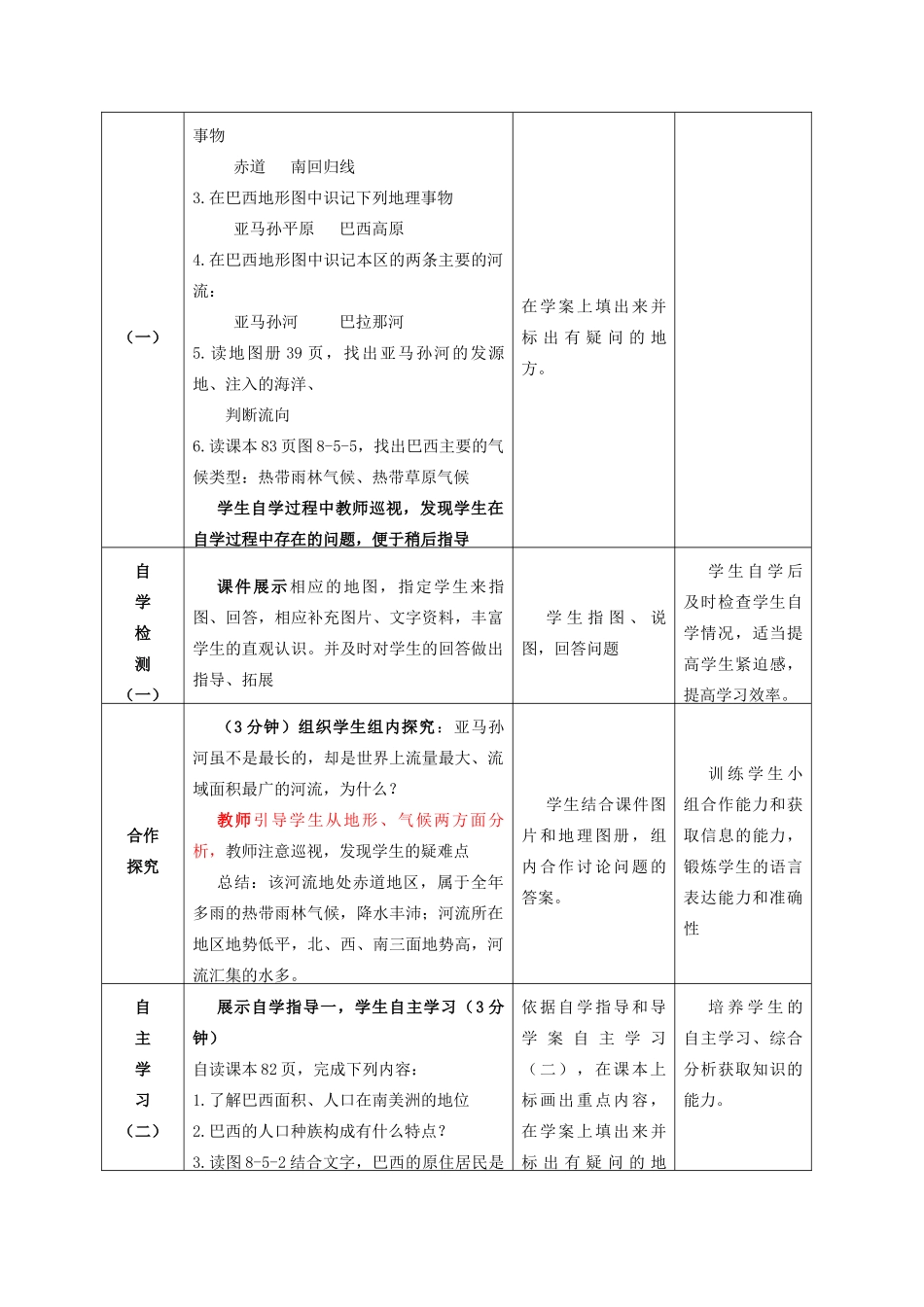 七年级地理下册 8.5 巴西（第1课时）教案 （新版）商务星球版-（新版）商务星球版初中七年级下册地理教案_第2页