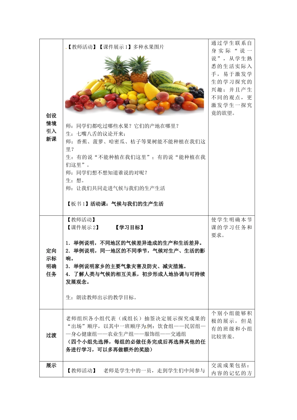 七年级地理上册 第4章 活动课 气候与我们的生产生活教案 （新版）商务星球版_第2页