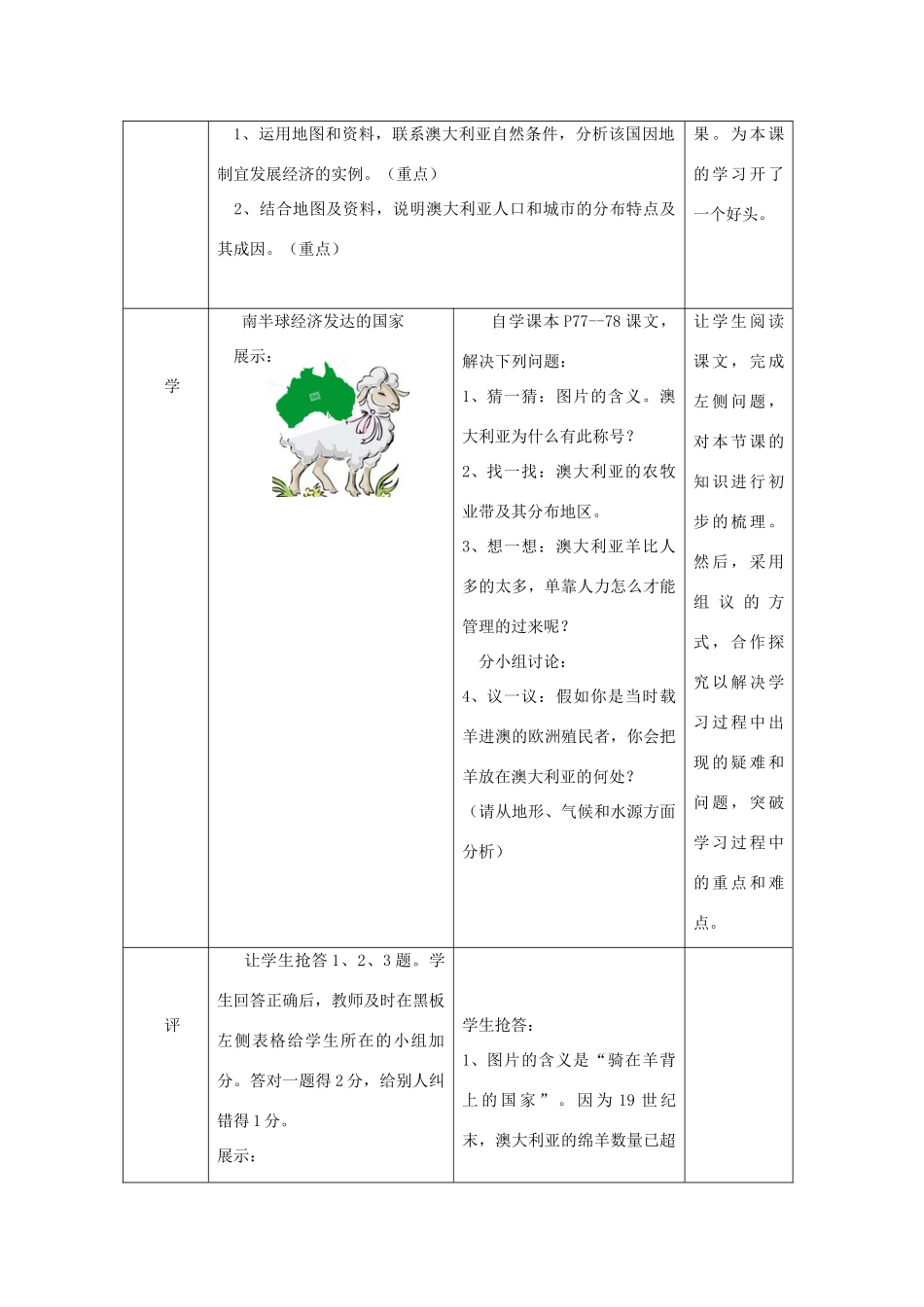 七年级地理下册 第八章 第四节 澳大利教案2 （新版）商务星球版-（新版）商务星球版初中七年级下册地理教案_第2页