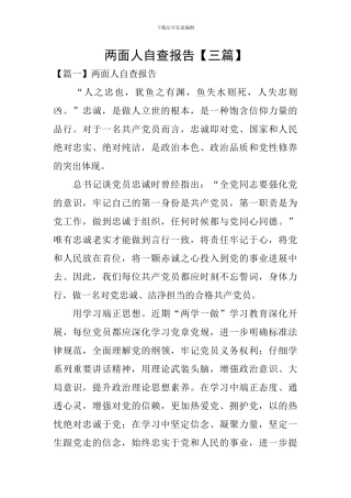 两面人自查报告