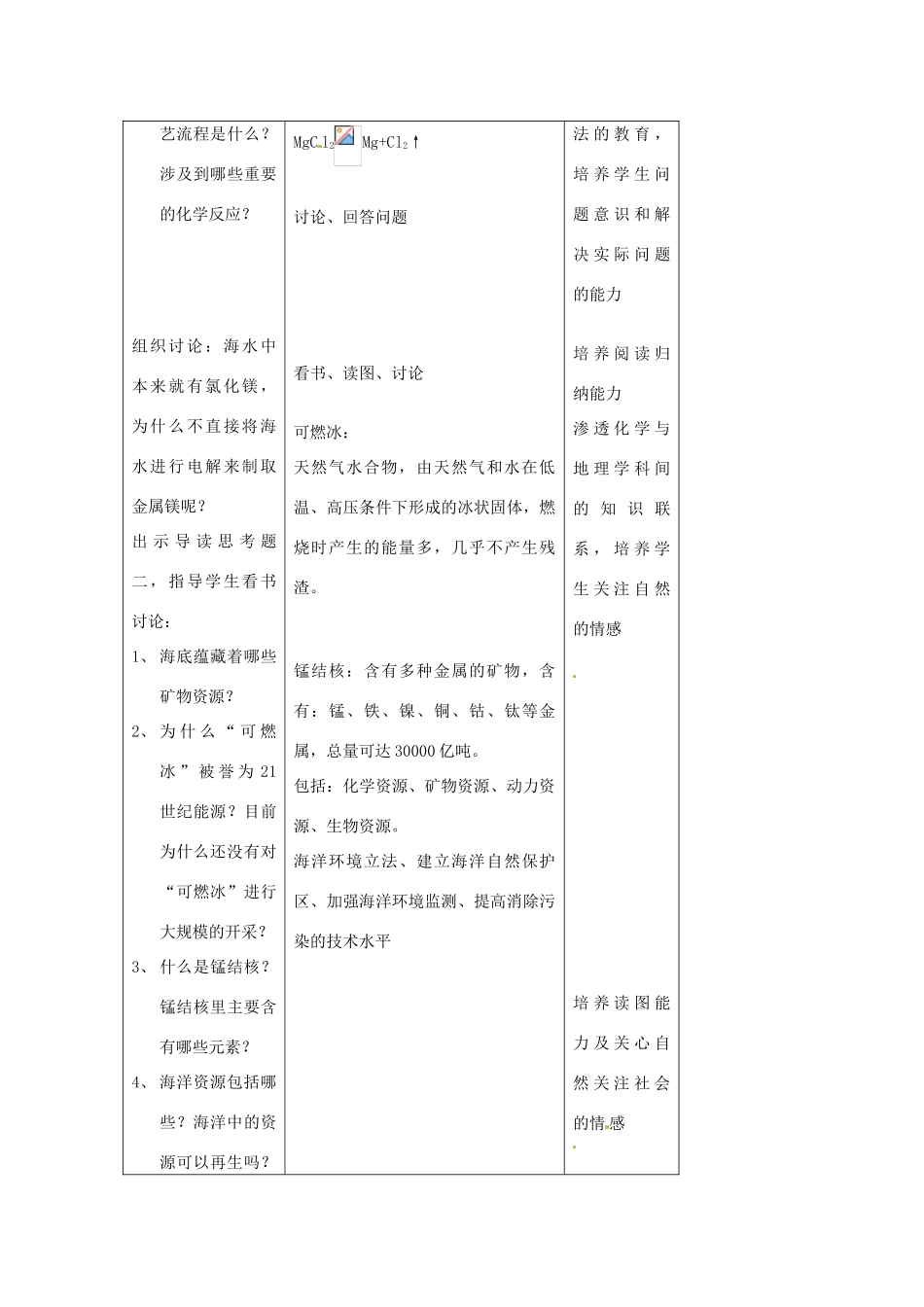 九年级化学 6.1《海洋化学资源》教案 鲁教版_第3页