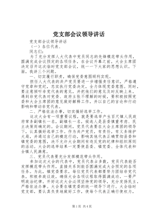 党支部会议领导讲话发言