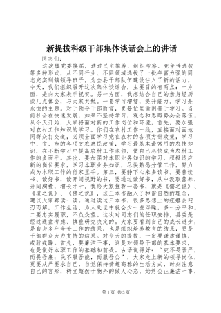 新提拔科级干部集体谈话会上的讲话发言_1