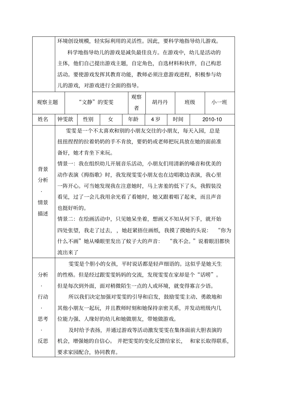 幼儿园幼儿观察记录表34972_第2页