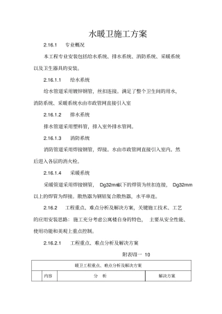 水暖卫施工方案剖析