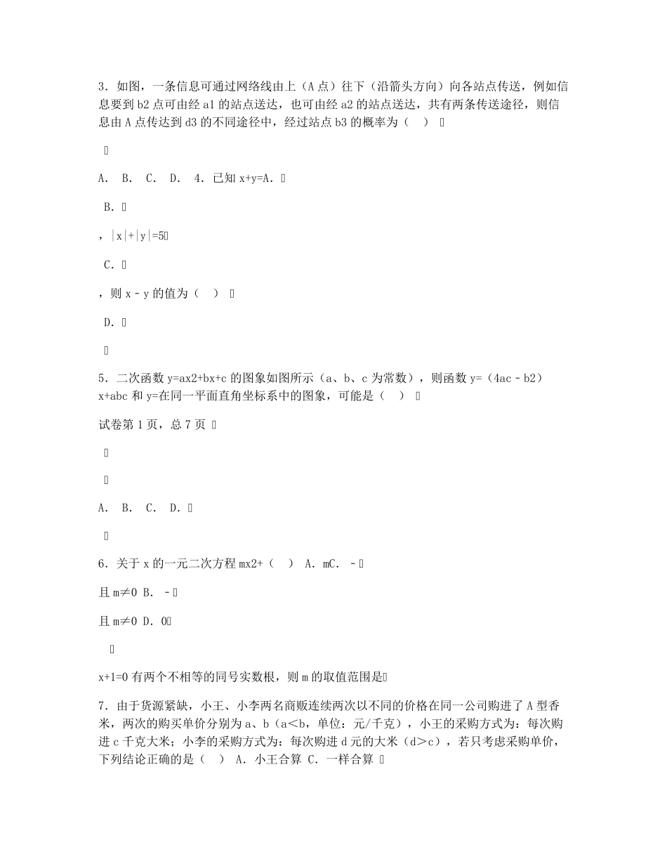 【冲刺实验班】湖北省武昌实验中学2019中考提前自主招生数学模拟_第2页