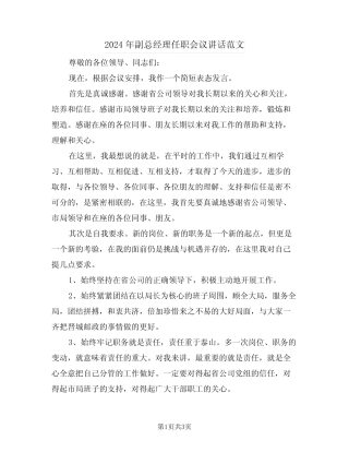 2024年副总经理任职会议讲话范文(二篇)