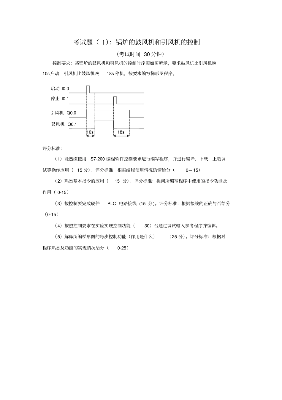 可编程控制器及应用上机考试试题_第1页