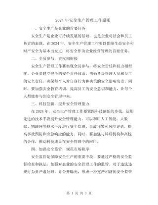 2024年安全生产管理工作原则 