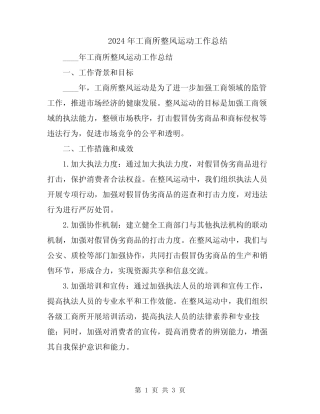 2024年工商所整风运动工作总结