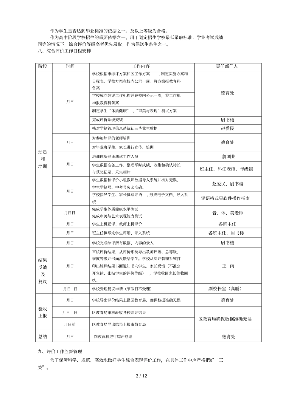 深圳红桂中学年初中毕业生综合表现评价实施方案_第3页