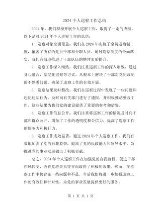 2024个人巡察工作总结