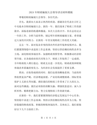 2024年财政编制大会领导讲话材料模板
