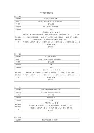 司机绩效考核指标