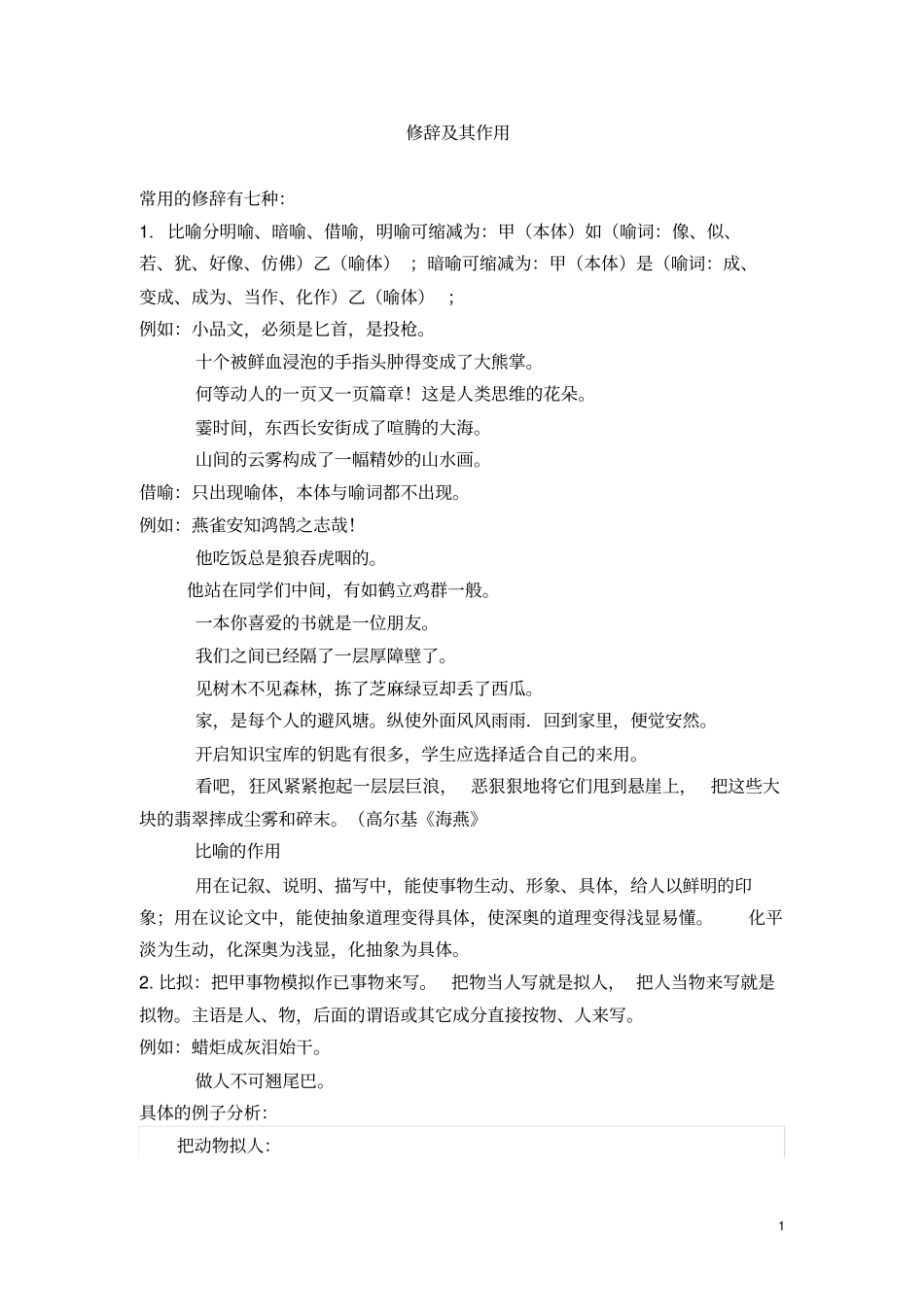 各种修辞作用、实例及对比_第1页