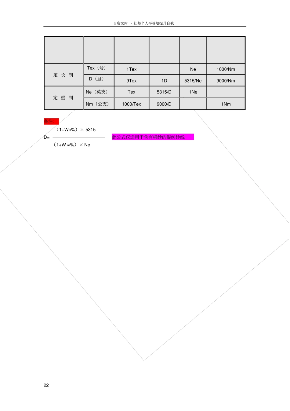 各种纤维纱线的单位换算关系表_第2页
