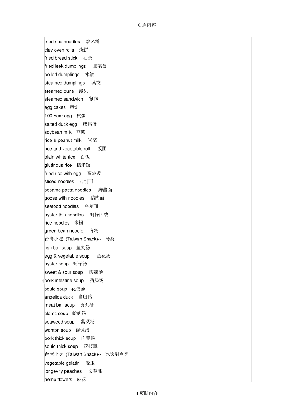 各种食品的英文_第3页