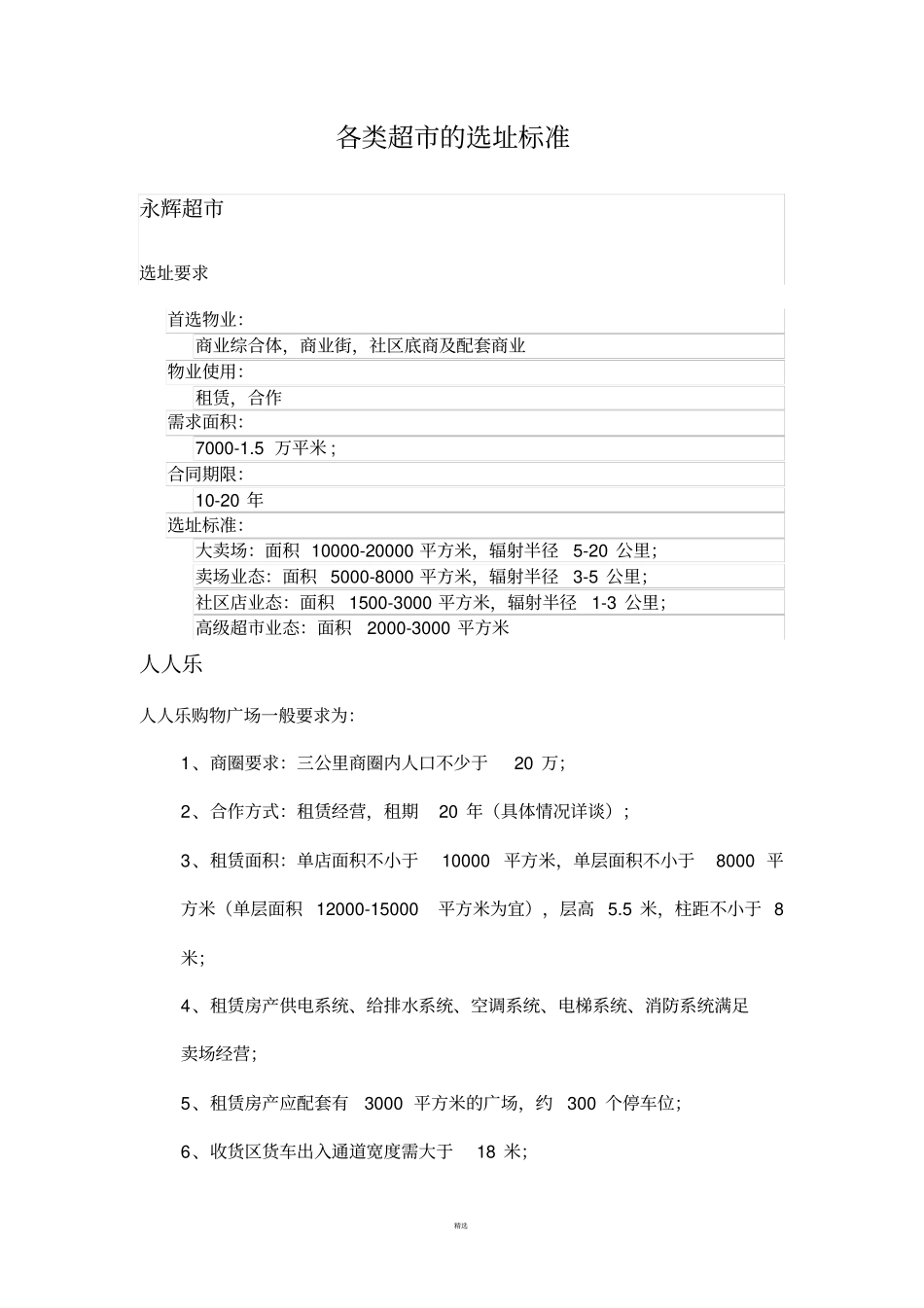 各类超的选址标准_第1页