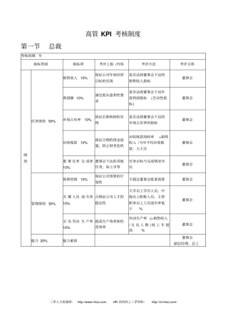 各部门负责人KPI考核体系剖析