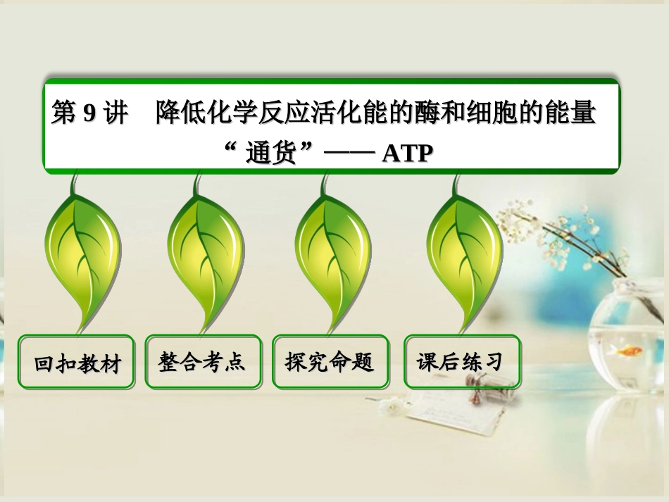 【状元之路】(新课标通用)2014高考生物一轮复习-第9讲-降低化学反应活化能的酶和细胞的能量“通货”-ATP_第3页