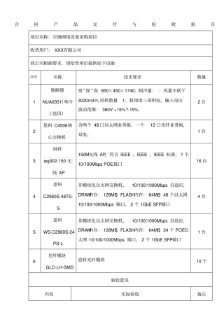合同产品交付与验收报告