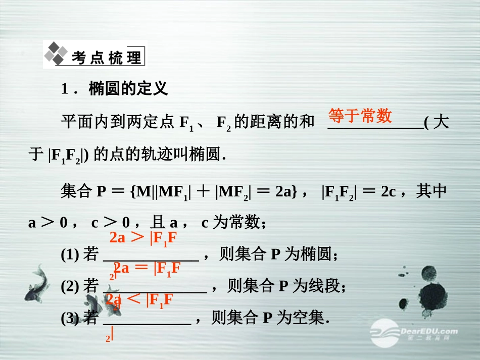 【课堂新坐标】(广东专用)2014高考数学一轮复习-第八章第五节椭圆配套课件-文_第2页