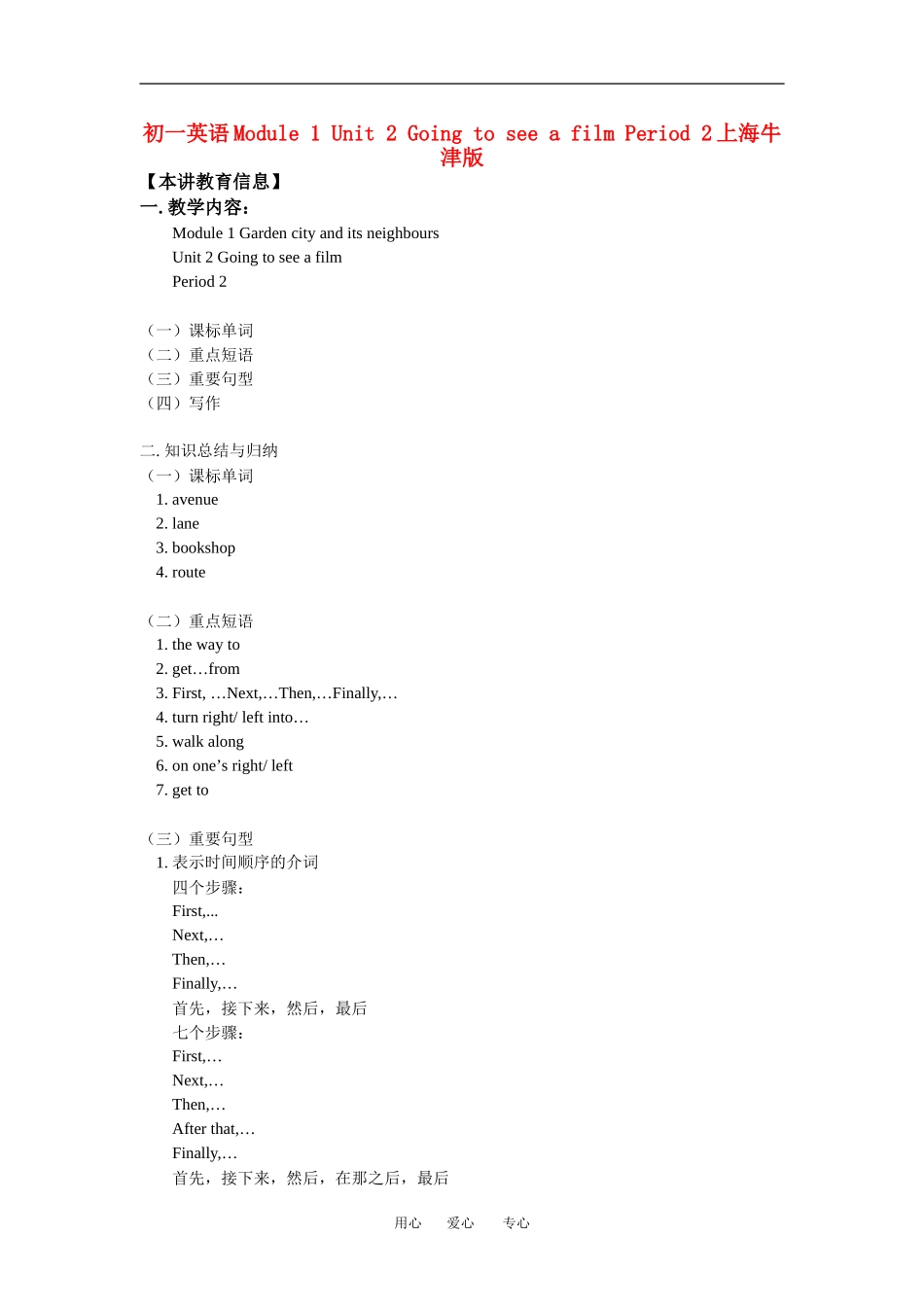 七年级英语Module-1-Unit-2-Going-to-see-a-film-Period-2上海牛津版知识精讲_第1页