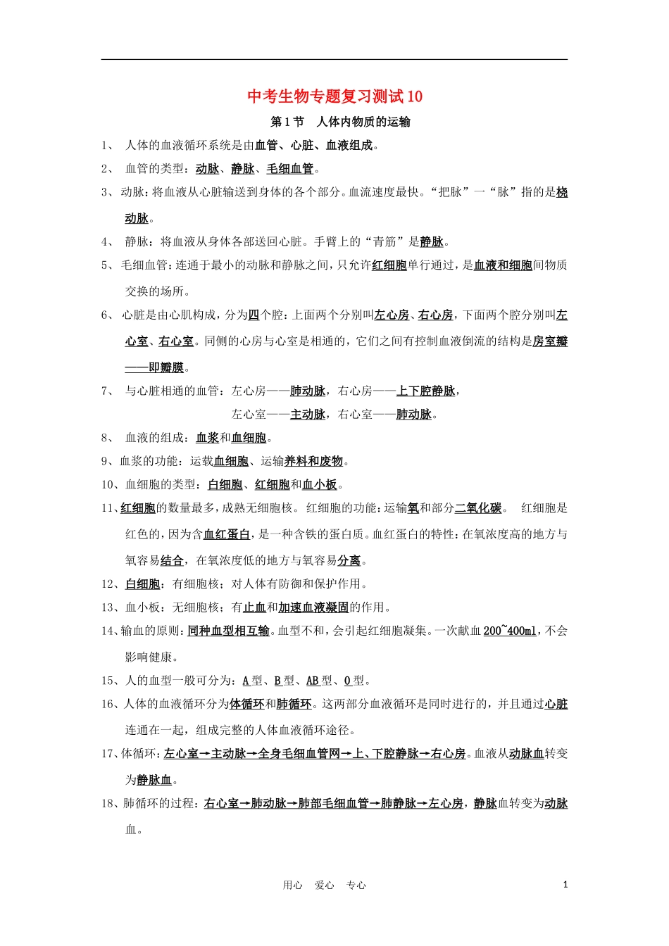 2012届中考生物专题复习测试10_第1页