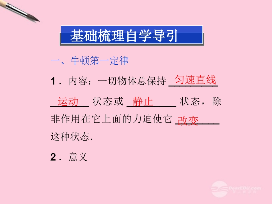 【优化方案】2013高考物理总复习-第三章第一节-牛顿第一、第三定律课件-新人教版必修1_第3页