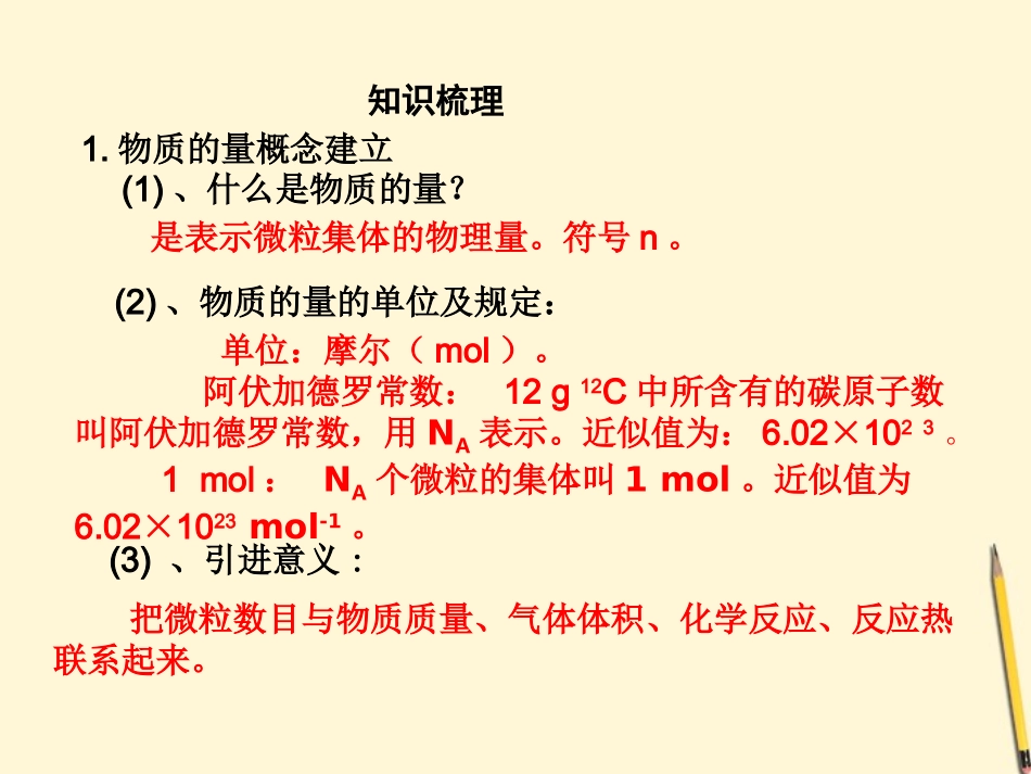 【三年高考两年模拟】2012届高考化学-第04讲-物质的量课件_第2页