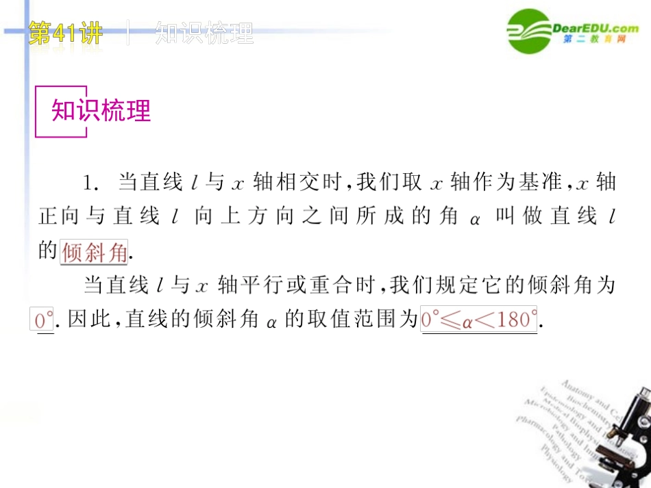 高三数学-第41讲-直线的倾斜角与斜率、直线的方程复习课件-文-北师大版_第2页