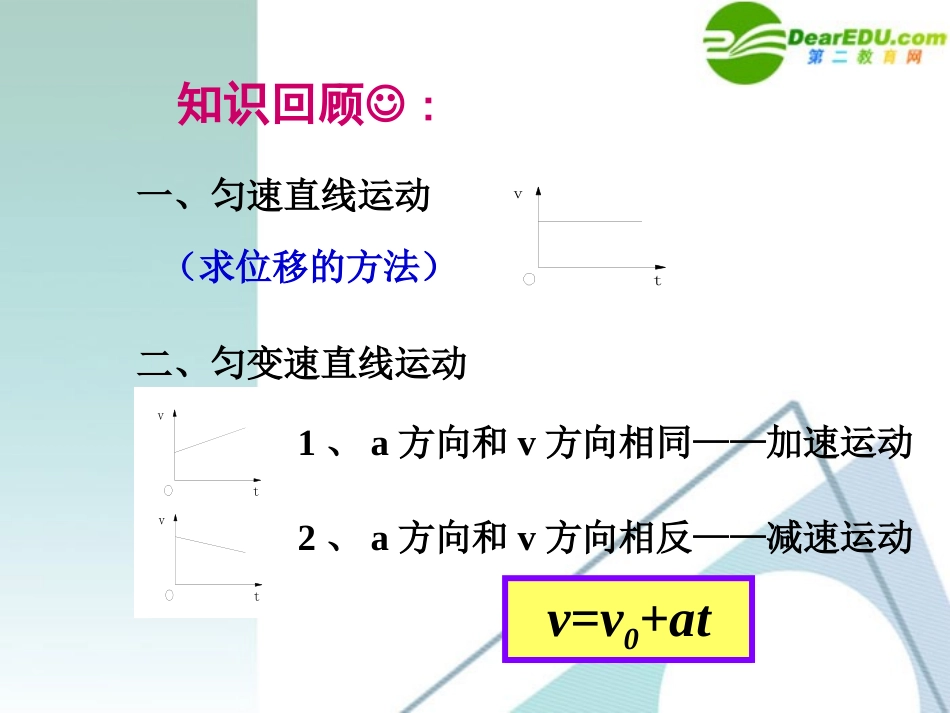 高中物理-2-3《匀变速直线运动的位移与时间的关系》课件-新人教版必修1_第1页