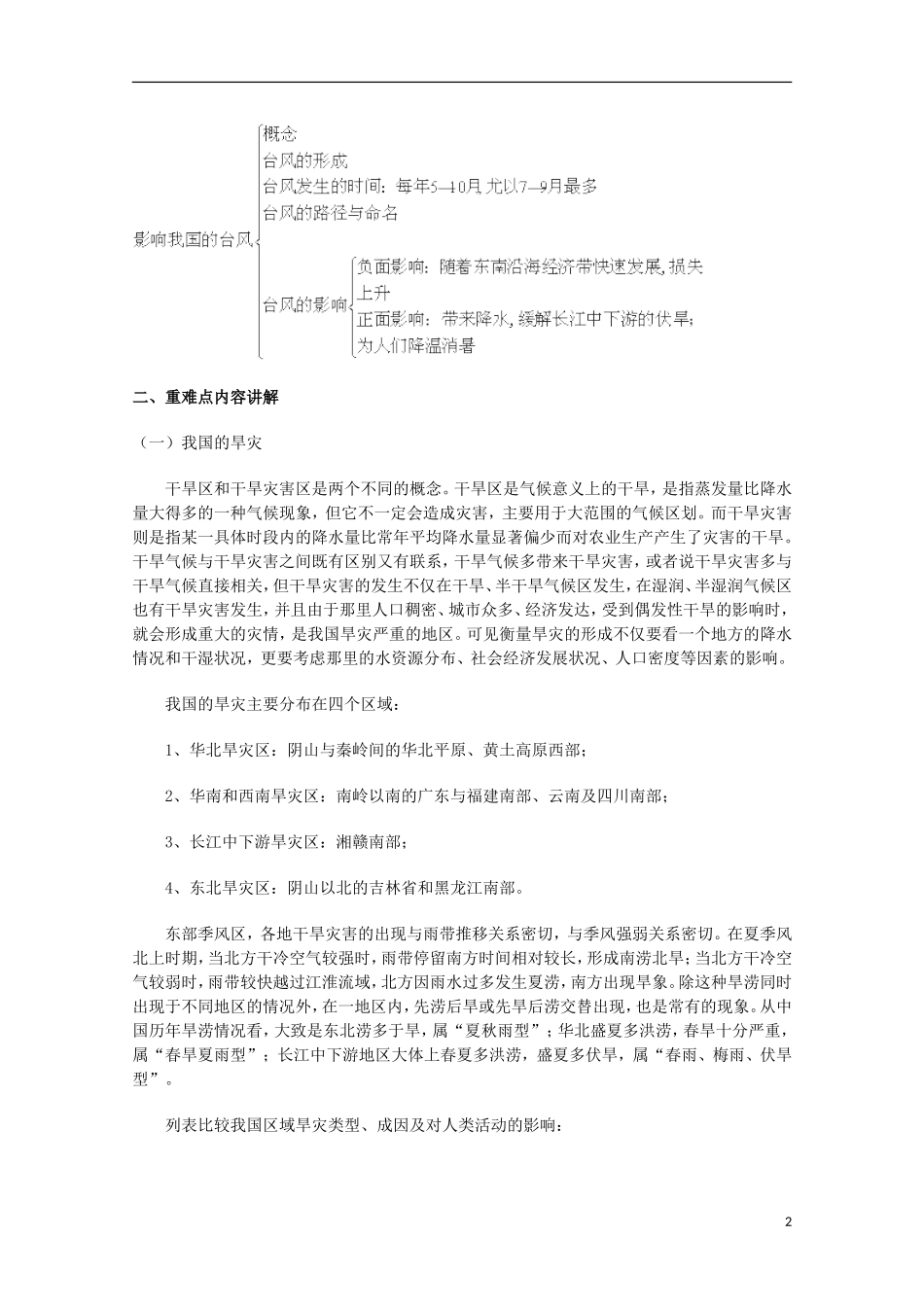 2014高考地理总复习提纲-我国的干旱、洪涝、寒潮与台风-新人教版选修5_第2页