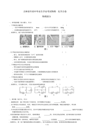 吉林年初中毕业生学业考试物理_化学合卷