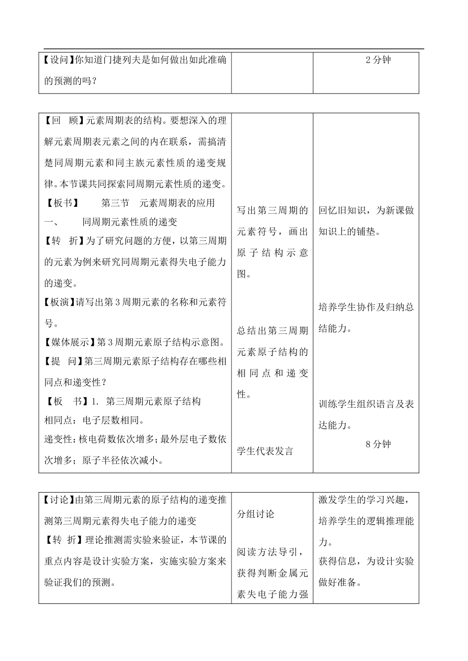 高中化学-1.3.1元素周期表的应用教案-鲁教版必修2_第2页