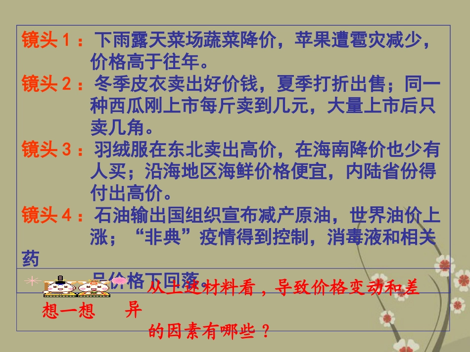浙江省天台县高一政治-影响价格的因素课件-新人教版_第3页