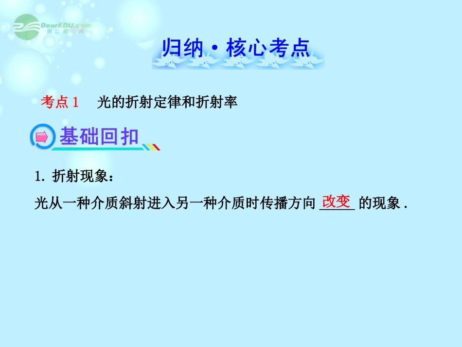 【全程复习方略】2013版高中物理-2.1光的折射-全反射课件-沪科版选修3-4_第2页
