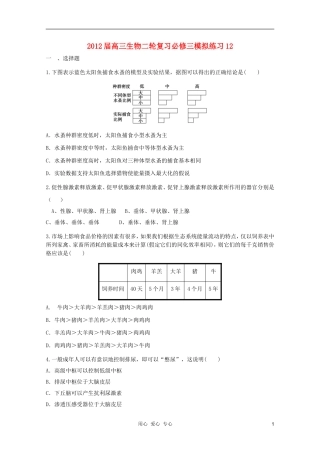 2012届高三生物二轮复习-模拟练习12-新人教版必修3