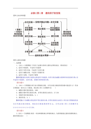 2012届高三生物一轮复习-第1章-遗传因子的发现(单元复习)精品学案-新人教版必修2