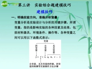 【步步高】浙江专用2011届高考生物大二轮复习-第二部分-专题二-第三讲-实验综合题建模技巧课件-浙科版